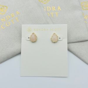 Kendra Scott Tessa Rose Quartz Stud Earrings in Gold